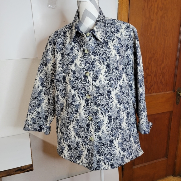 Lemon Grass Womens Tapestry Jacket Dark navy/white Size Large - Picture 1 of 10